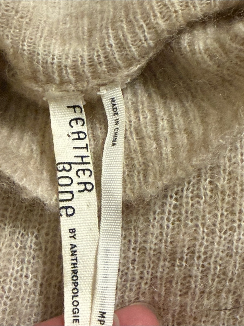 Anthropologie Feather Bone Pullover Sweater in Beige
